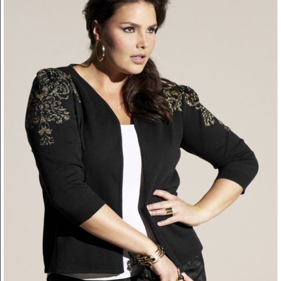 Simply Be Sweaters - Gold Detail Open Cardigan